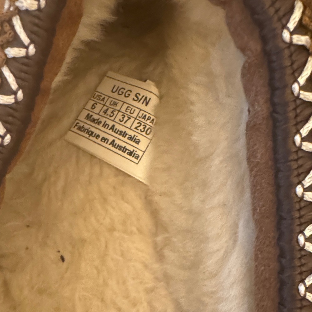 UGG Chestnut Brown Kids Suede Shearling Slippers - Picture 5 of 6